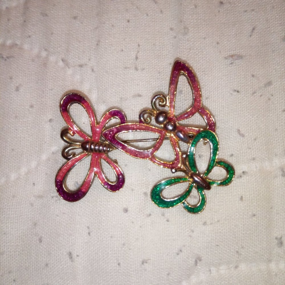 Vintage Butterfly Trio Pin